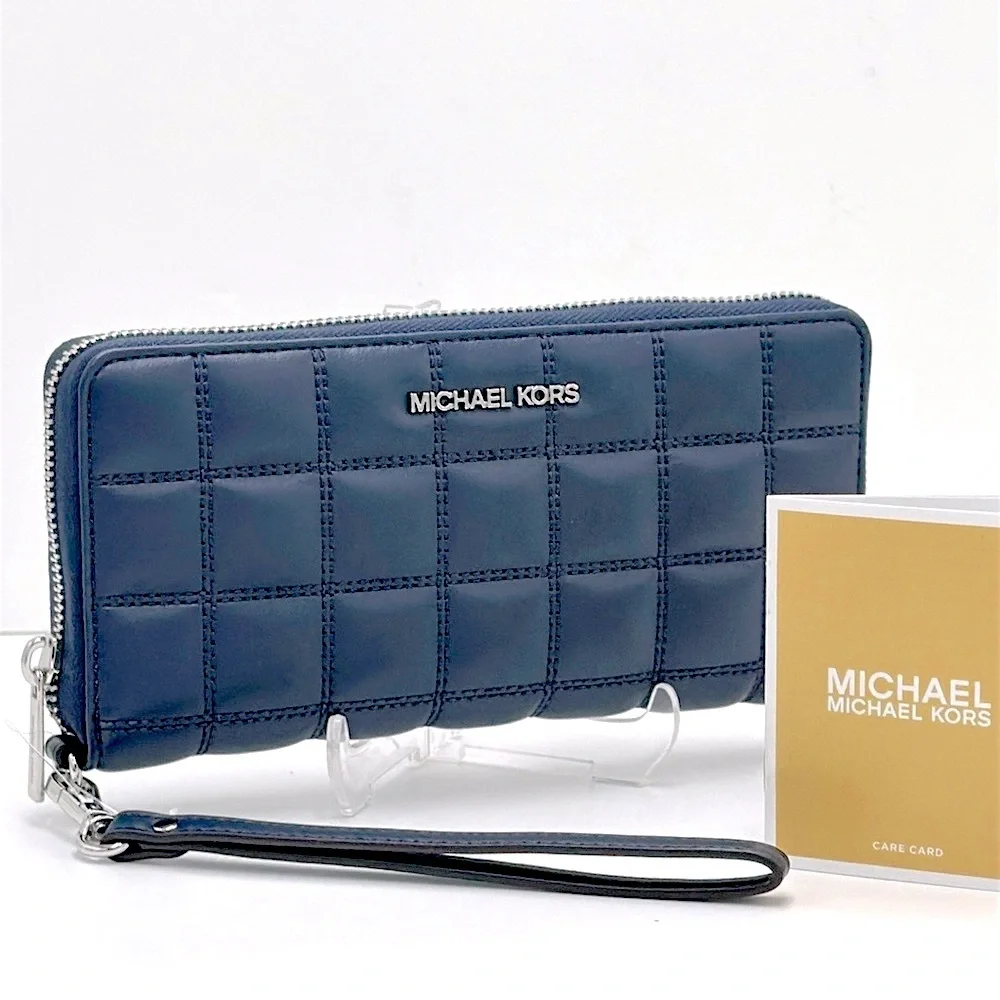 MICHAEL KORS Continental Wristlet Phone Case Wallet Navy  NWT